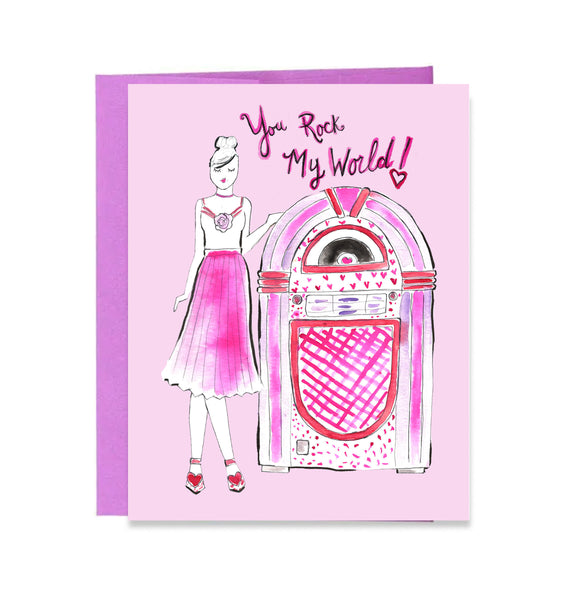 You Rock My World Happy Valentine's Day Girl Card