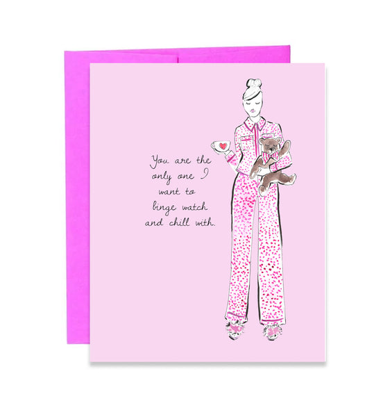 Binge Watch and Chill With Happy Valentine's Day Girl Card