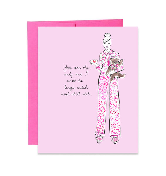 Binge Watch and Chill With Happy Valentine's Day Girl Card