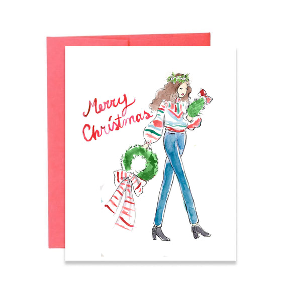 Pre-Order Christmas Card - Merry Christmas Traditional Decorating
