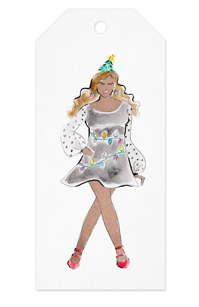 Christmas Tree Girl Gift Tag