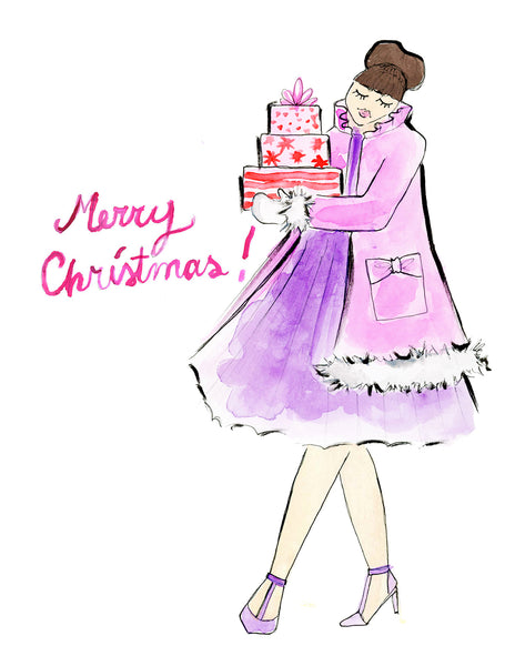 Pre-Order Christmas Card - Merry Christmas Carrying Presents
