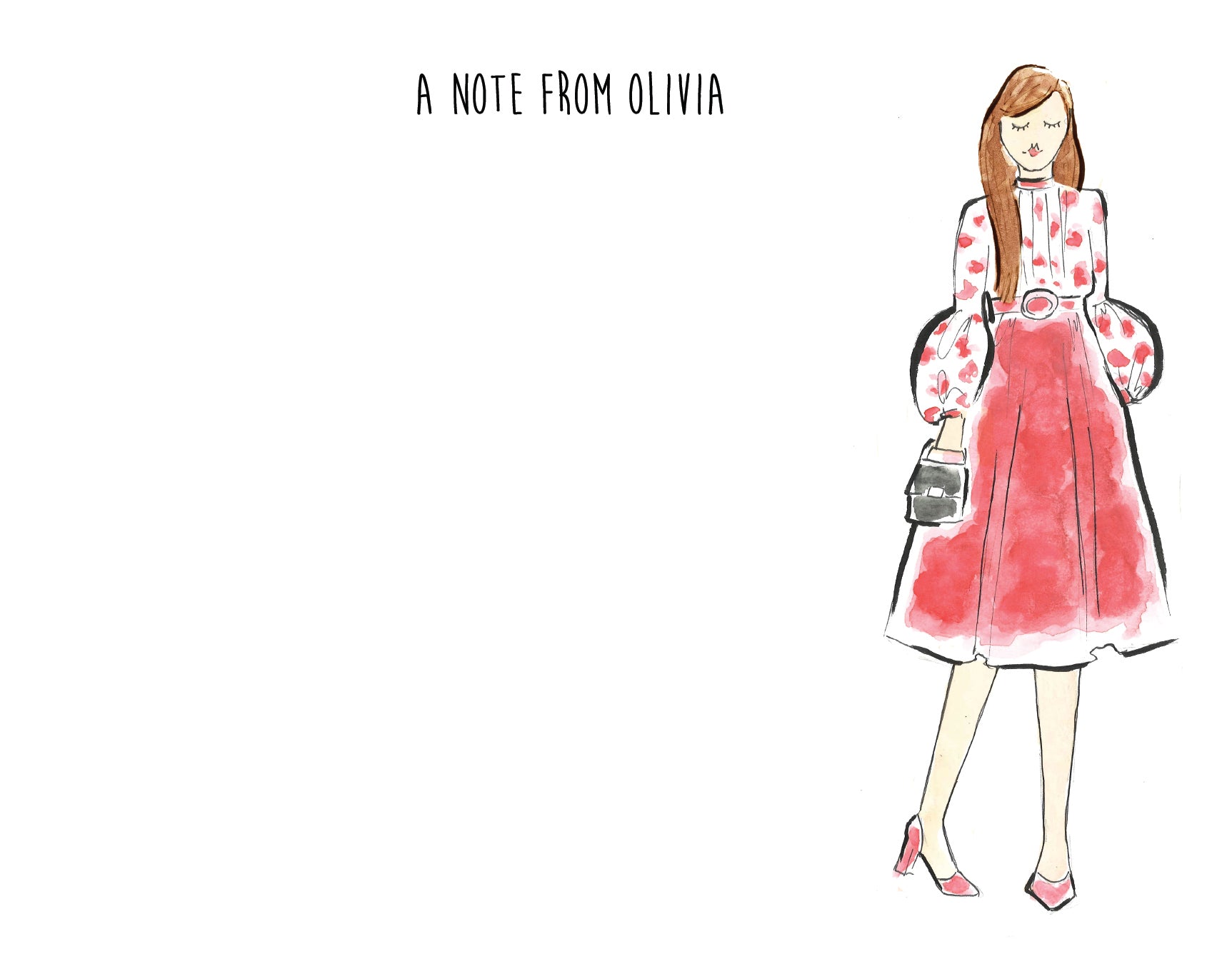 Red Dress Personalized Stationery