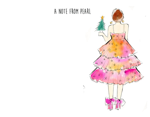 Twinkle Holiday Dress Girl Personalized Stationery