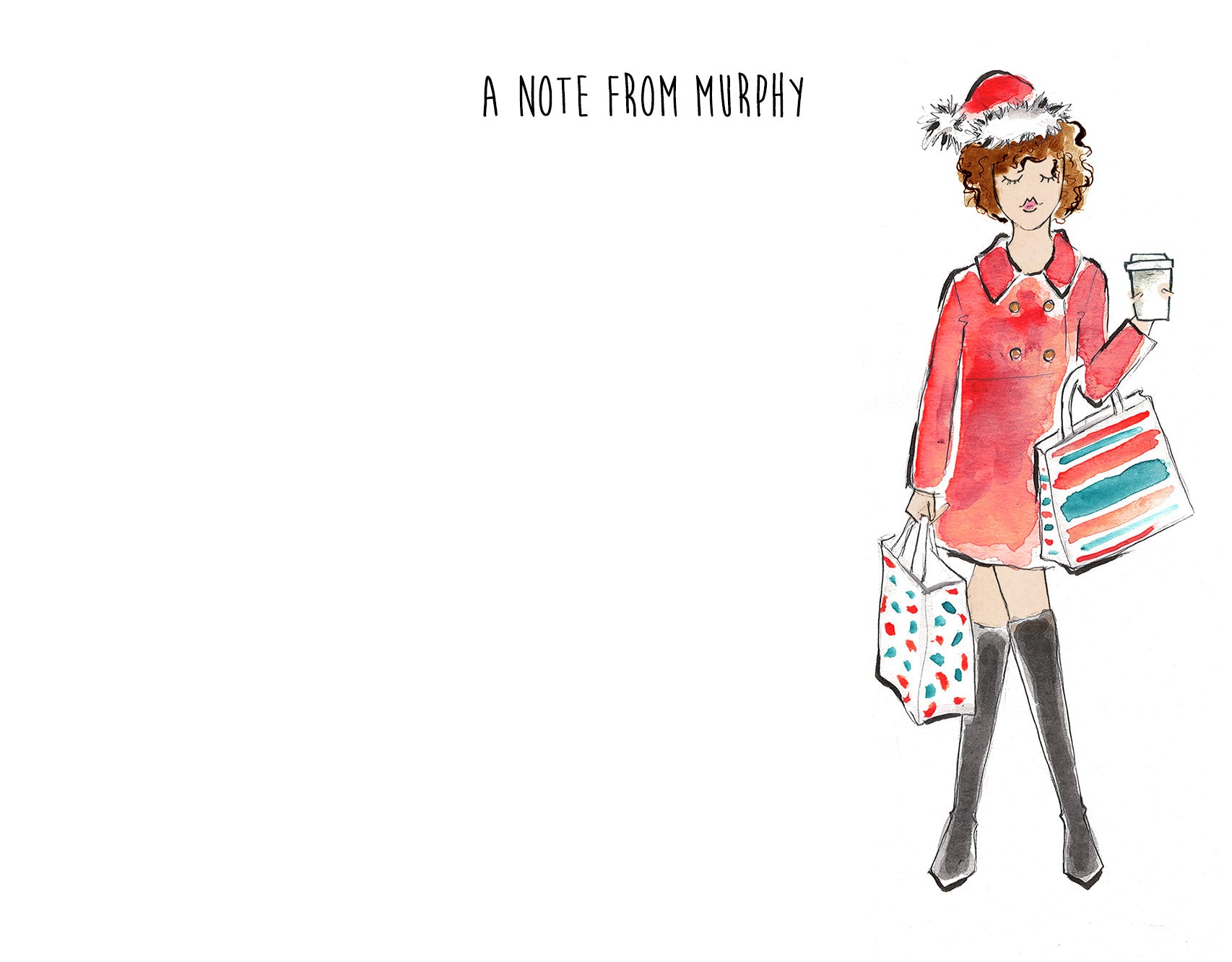 Shopping for Presents Christmas Girl Personalized Stationery