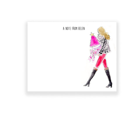 Pink Christmas Tree Personalized Stationery