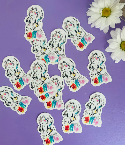Rainbow Summer Girl Sticker