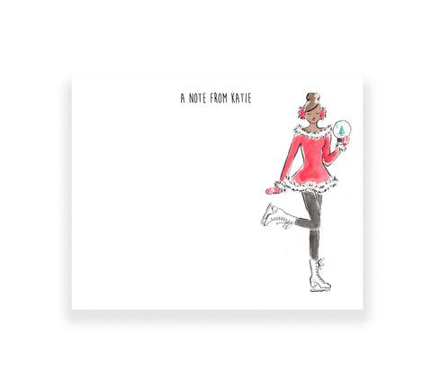 Holiday Ice Skating Girl Personalized Stationery