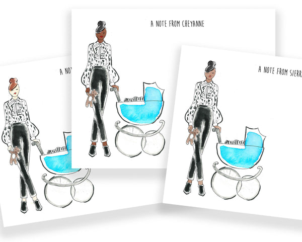 Mama + Baby Blue Personalized Stationery