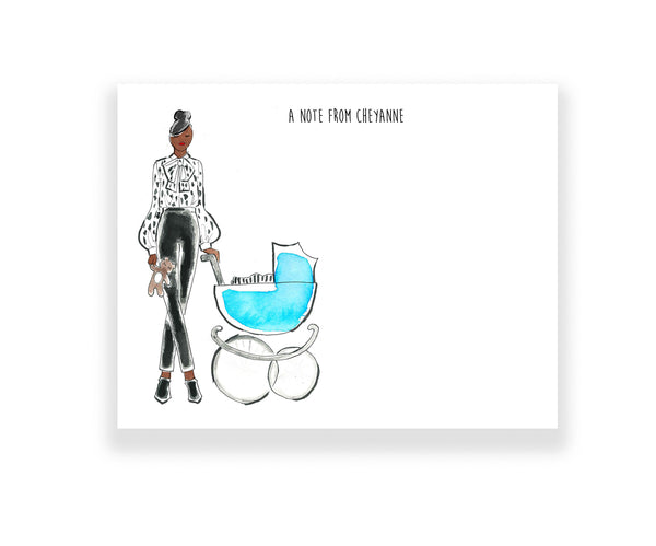 Mama + Baby Blue Personalized Stationery