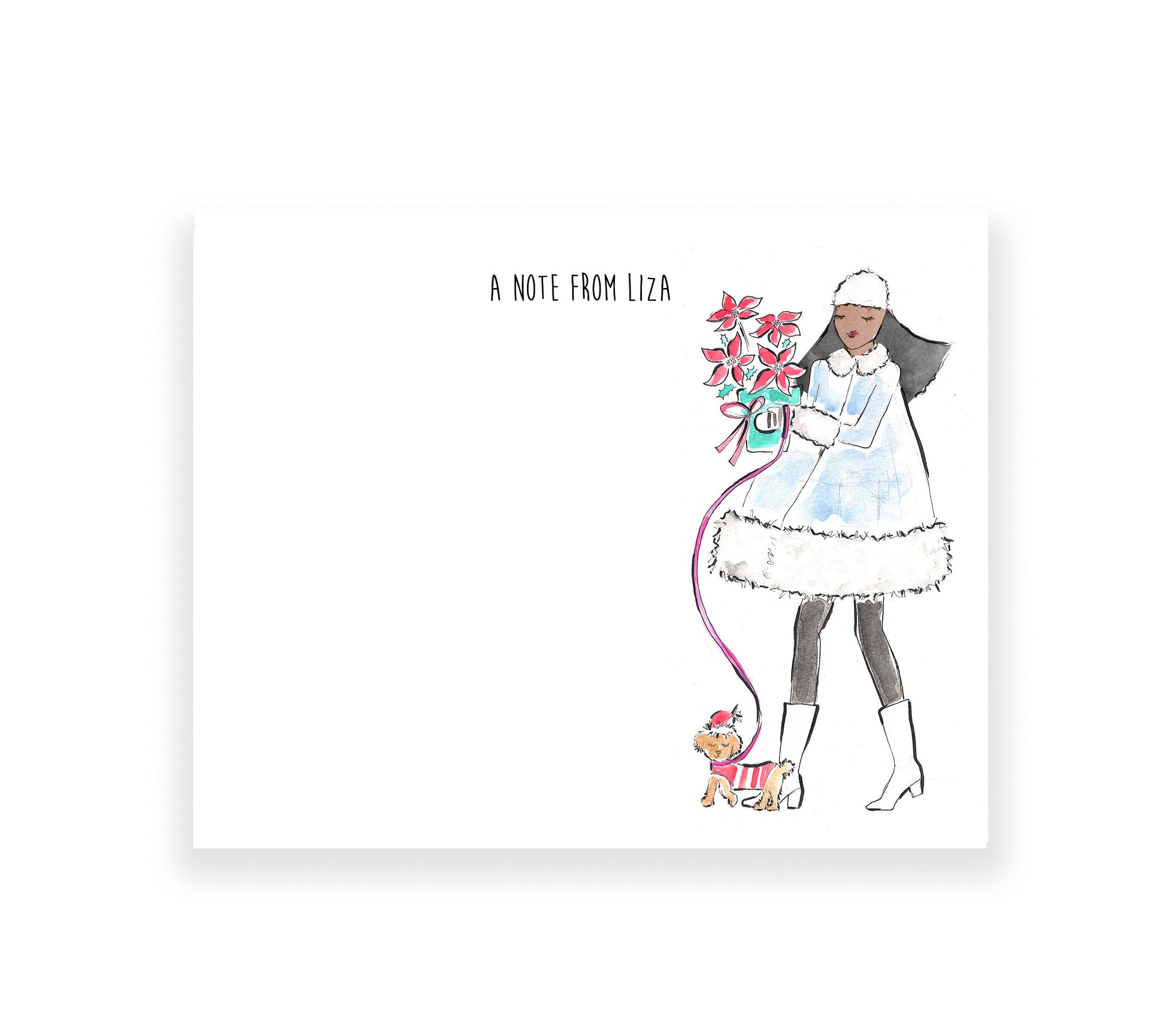 Poinsetta Girl Personalized Stationery