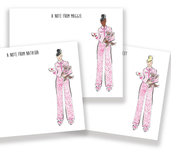 Valentine Pajama Girl Personalized Stationery