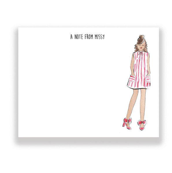 Valentine Pink Striped Personalized Stationery