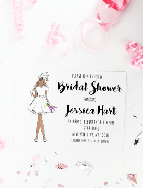 Vintage Bride Bridal Shower Invitations
