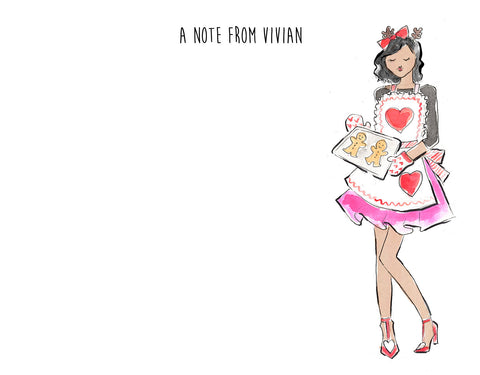 Baking Christmas Cookies Girl Personalized Stationery