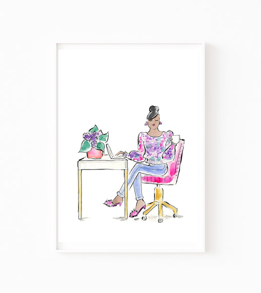 Girl Boss WFH Art Print