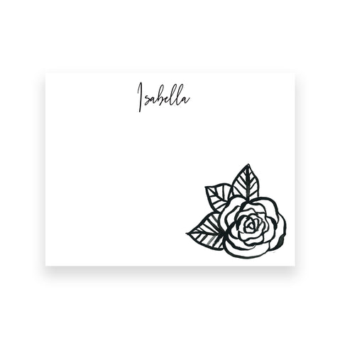 Black and White Flower Personalized Stationery