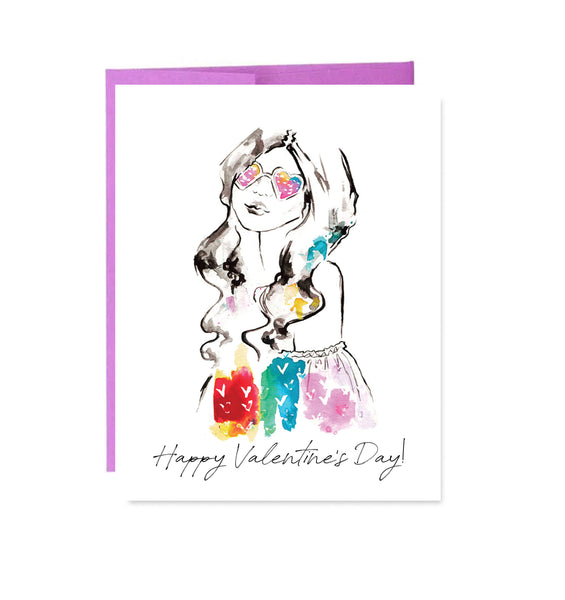 Heart Sunnies Happy Valentine's Day Girl Card