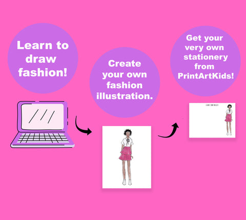 Fashion Drawing Online Course + Personalized Note Cards Bundle