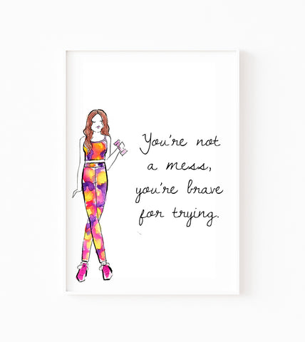 You're Brave Watercolor Art Print