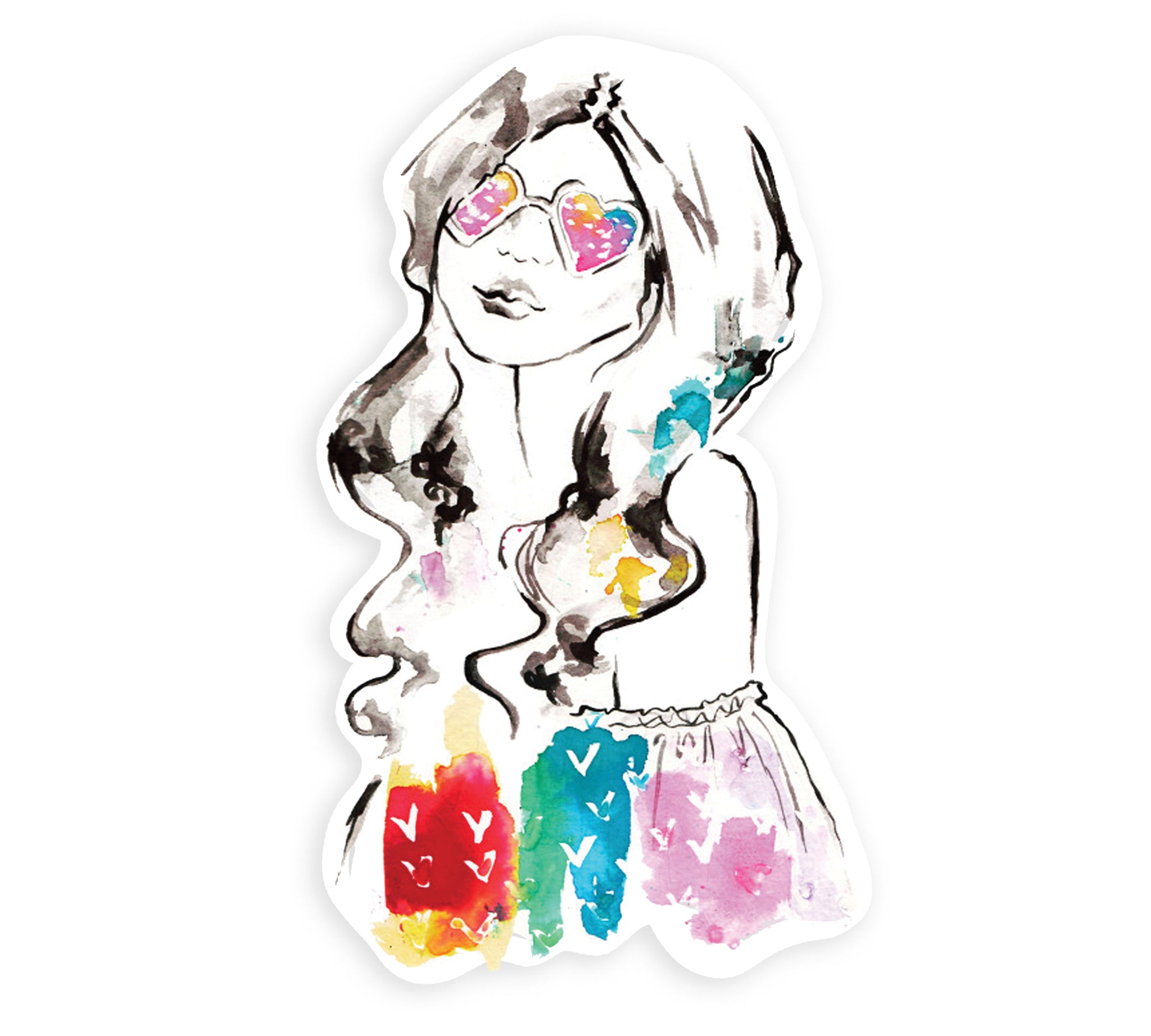 Rainbow Summer Girl Sticker