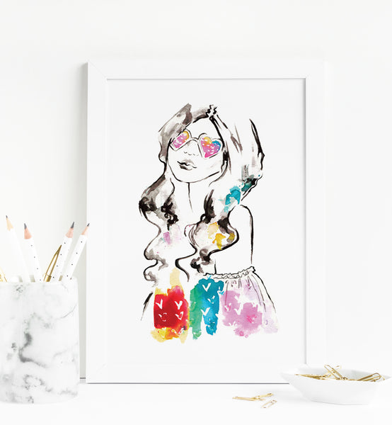 Forever Summer Watercolor Fashion Illustration Print